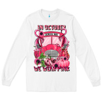 White in october we wear pink halloween school bus Long Sleeve Tee - LillyAllenDesigns