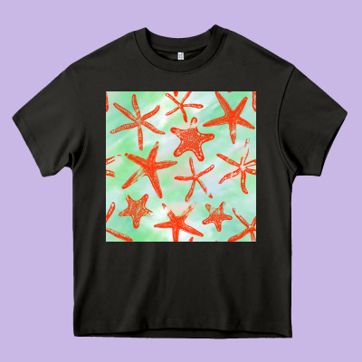 Starfish Seamless Pattern Heavy Core Tee Designed By Bundleandbundleshop