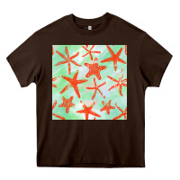 Chocolate Brown starfish seamless pattern Heavy Core Tee - BundleAndBundleShop
