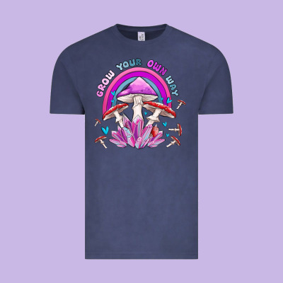 Grow Your Own Way Crystal And Mushroom Vintage Tee Designed By Maliassmallbusiness
