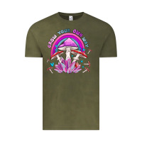 Vintage Olive grow your own way crystal and mushroom Vintage Tee - MaliasSmallBusiness