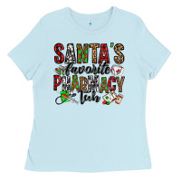Baby Blue santa's favorite pharmacy tech Ladies Tee - Jasminsmagicworld