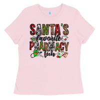 Bubblegum Pink santa's favorite pharmacy tech Ladies Tee - Jasminsmagicworld