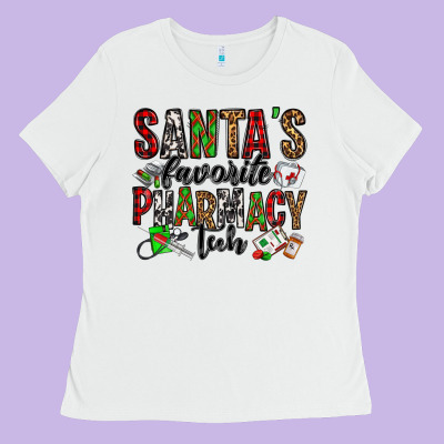 Santa's Favorite Pharmacy Tech Ladies Tee Designed By Jasminsmagicworld