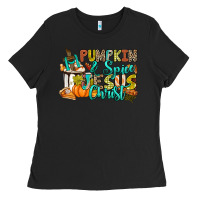 Black Pumpkin spice and Jesus Christ Ladies Tee - RanaPortraitStore