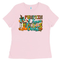 Bubblegum Pink Pumpkin spice and Jesus Christ Ladies Tee - RanaPortraitStore