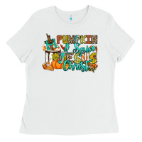 White Pumpkin spice and Jesus Christ Ladies Tee - RanaPortraitStore