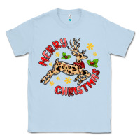 Dusty Blue merry christmas deer Classic Tee - MaliasSmallBusiness