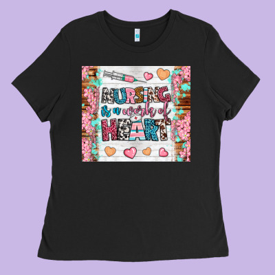 Nursing Is A Work Of Heart Tumbler Ladies Tee Designed By Bundleandbundleshop