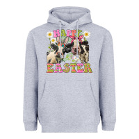Heather Grey Happy Easter Heifers Easter Day Heavyweight Hoodie - CowGirlArtShop
