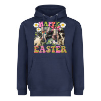 Navy Happy Easter Heifers Easter Day Heavyweight Hoodie - CowGirlArtShop