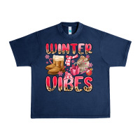 Navy pink winter vibes Urban Heavy Tee - MaliasSmallBusiness