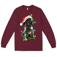Burgundy christmas black poodles dog Long Sleeve Tee - LillyAllenDesigns