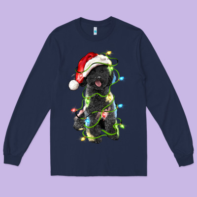 Christmas Black Poodles Dog Long Sleeve Tee Designed By Lillyallendesigns