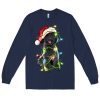 Navy christmas black poodles dog Long Sleeve Tee - LillyAllenDesigns