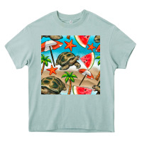 Arona tortoise watermelon beach seamless pattern Heavy Core Tee - BundleAndBundleShop