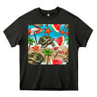 Asphalt tortoise watermelon beach seamless pattern Heavy Core Tee - BundleAndBundleShop