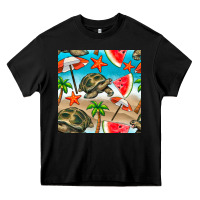Black tortoise watermelon beach seamless pattern Heavy Core Tee - BundleAndBundleShop