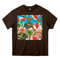 Chocolate Brown tortoise watermelon beach seamless pattern Heavy Core Tee - BundleAndBundleShop