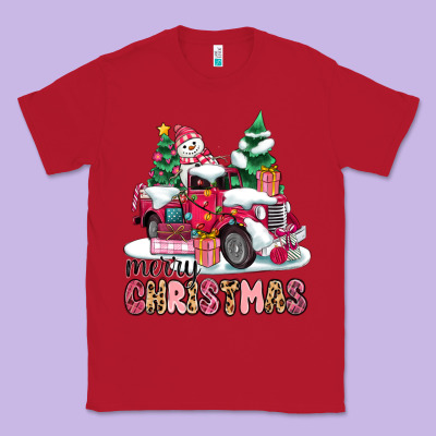 Pink Merry Christmas Classic Tee Designed By Maliassmallbusiness