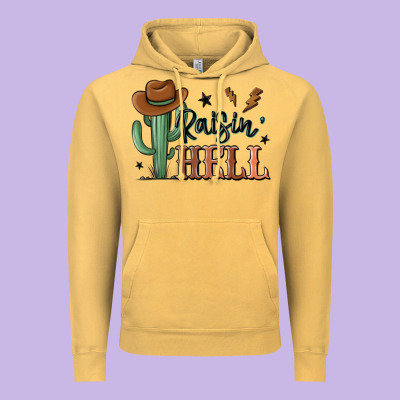 Raisin Hell Cowboy Cactus Vintage Hoodie Designed By Maliassmallbusiness