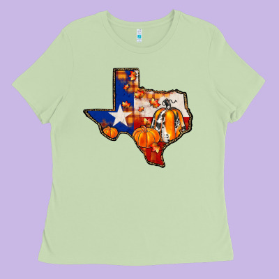Texas Map Fall Ladies Tee Designed By Jahusdesignshop