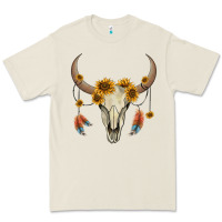 Bone bull skull sunflowers and feathers Premium Tee - AdoDesignShop