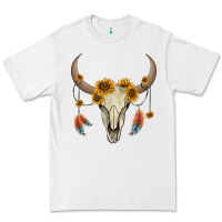 White bull skull sunflowers and feathers Premium Tee - AdoDesignShop