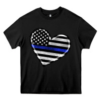 Black american thin blue line flag Heavy Core Tee - Artiststas