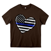 Chocolate Brown american thin blue line flag Heavy Core Tee - Artiststas