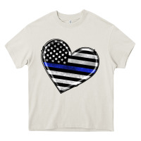 Cream american thin blue line flag Heavy Core Tee - Artiststas
