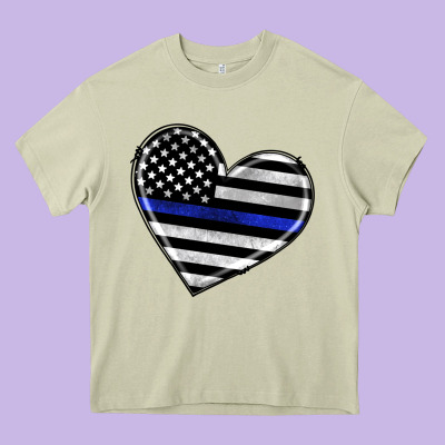 American Thin Blue Line Flag Heavy Core Tee Designed By Artiststas