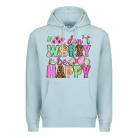 Blue Mist Don't worry be happy Easter Day Premium Hoodie - HowdyJamesFarm