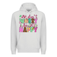 Dove Grey Don't worry be happy Easter Day Premium Hoodie - HowdyJamesFarm