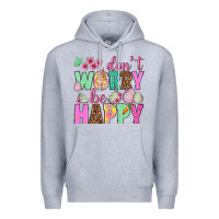 Heather Grey Don't worry be happy Easter Day Premium Hoodie - HowdyJamesFarm