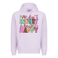 Lilac Don't worry be happy Easter Day Premium Hoodie - HowdyJamesFarm