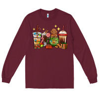 Burgundy Christmas coffee cups with Poodle Long Sleeve Tee - RanaPortraitStore