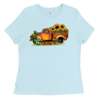 Baby Blue sunflower truck Ladies Tee - JahusDesignShop
