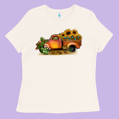 Sunflower Truck Ladies Tee Designed By Jahusdesignshop