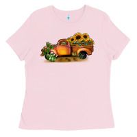 Bubblegum Pink sunflower truck Ladies Tee - JahusDesignShop