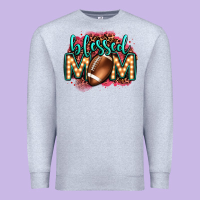 Blessed American Football Mom Lightbulb Letters Premium Sweatshirt Designed By Oliviacreatesart