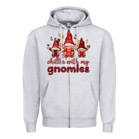 Heather Grey Chilling with my gnomies Valentine's Day Zipper Hoodie - HowdyJamesFarm