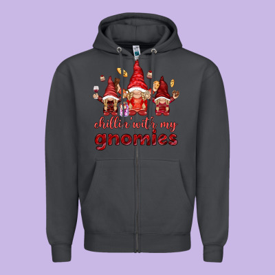 Chilling With My Gnomies Valentine's Day Zipper Hoodie Designed By Howdyjamesfarm