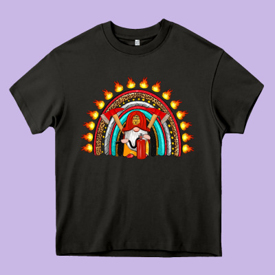 Firefighter Gnomes Rainbow Heavy Core Tee Designed By Artiststas