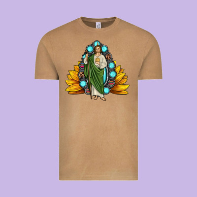 San Judas Gemstone Sunflower Vintage Tee Designed By Jahusdesignshop