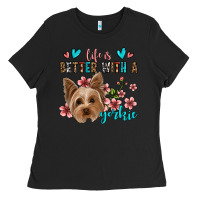 Black life is better with a yorkie Ladies Tee - Jasminsmagicworld