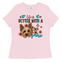 Bubblegum Pink life is better with a yorkie Ladies Tee - Jasminsmagicworld