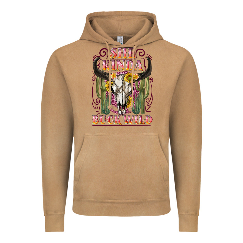 She Kinda Buck Wild With Bull Skull Vintage Hoodie by NancyCooperArtShop | Teevron