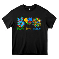 Black peace love autism Heavy Core Tee - AdoDesignShop