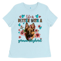 Baby Blue life is better with a german shepherd Ladies Tee - Jasminsmagicworld